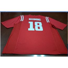 Custom 009 Youth women #18 Red Archie Manning Ole Miss Rebels Football Jersey size s-5XL or custom any name or number jersey