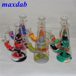 7.5'' Glass Bubbler Water Pipes Shisha Hookah Smoking Tobacco Bongs Dabs Rig Silicone Smoke Pipe