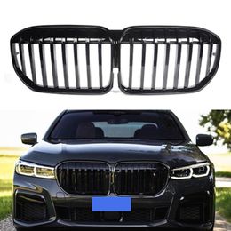 1 PCS Carbon Front Bumper Kidney Grill Grilles For BMW 7 Series G11 G12 LCI 2020-IN Single Slat Mesh Grille