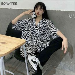 Blouses Women Ins Chic Print Oversized Harajuku Retro Half-sleeve Femme Shirts Simple Popular New Street Style Womens Blouse Top H1230