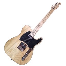 Factory Outlet-6 Strings Natural Wood Color Electric Guitar with Ash Body,Maple Fretboard,High Cost Performance