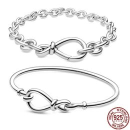 Pandach 100% 925 Sterling Silver Eternal Symbol Rosette Bracelet Fit Original Beads Charms DIY Jewellery Gift Wome