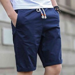 Top Fashion Brand Cotton Shorts Men Elastic Waist Mens Breathable Casual for Male Beach Short 210716