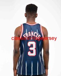 Men Women Youth Mitchell Ness 1999-00 Steve Francis STRIPES Navy Swingman Jersey Embroidery Custom Any Name Number XS-5XL 6XL