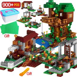 900PCS City Series Building Blocks for Village Blocks The Tree House Kits With Figures Sets Toys For Children Gift Q0723