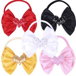 Hair Bows Elastic Headbands Baby Girls Children Satin Ribbon Bowknot Nylon Hairband Bobbles Love Headwear Accessories HC170