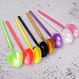 Candy Color Disposable Dessert Spoons Flatware Heart Shaped Mini Small Spoon for Jelly Ice Cream