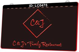 LC0475 CJ Family Restaurant Light Sign 3D Engraving