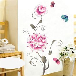 Flower butterfly love sitting room adornment bedroom background three generations can remove wall stickers 210420