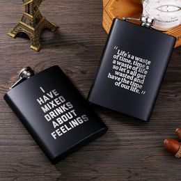 8oz Stainless Steel Hip Flask English Letter Black Personalize Flask Outdoor Portable Flagon Whisky Stoup Wine Pot Alcohol Bottle CYZ3110