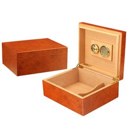 Newest Square Cigar Humidor Cedar wood Lined Cigarette home decoration for smokers with compass Humidifier