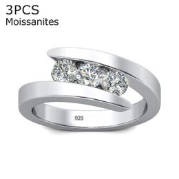 Szjinao 100% 925 Sterling Silver 0.1ct 3 Stones Engagement Ring For Women Female Diamond Jewelery With 3 Certificates 211217