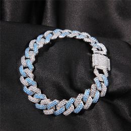 Mens Bracelet 13MM 2 Row Zirconia Prong Link Chain Iced Out Micro Paved CZ Cubans ChainsHip Hop Fashion Jewelry For Gift