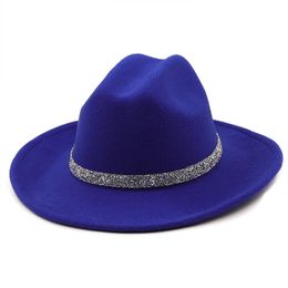 Western Cowboy Felt Hat for Women Fedora hat Men Fedoras Bulk Woman Man Formal Top Cap Wide Brim Hats Female Male Jazz Caps 2021 Autumn Winter Wholesale