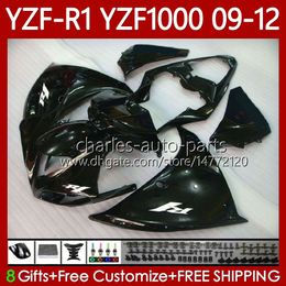 OEM Bodywork For YAMAHA YZF R1 1000 CC YZF1000 YZF-R1 2009 2010 2011 2012 MOTO Gloss black Bodys 92No.88 YZF-1000 YZF R 1 1000CC 2009-2012 YZFR1 09 10 11 12 Fairing Kit