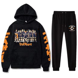 Men's Hoodies & Sweatshirts Haikyuu Tracksuits Kuroo Anime Bokuto Manga Shoyo Volleyball Hoodie Pants Casual Jogging Suits Harajuku