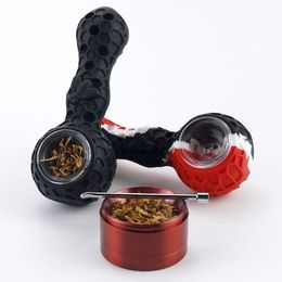 -Tuyau de tabac portatif coloré de vente superbe pour fumer des tuyaux de cuillère incassables à la cuillère avec un bol en verre et un outil Dabber de cire 4.33 pouces Bongs