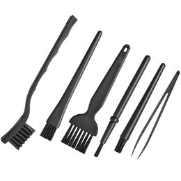 6 in 1 Black Plastic Anti-static Brush Computer Main Board Keyboard Dust Dirt Removing Tools Cleaning Brushes 200pcs