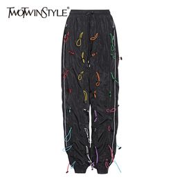 Streetwear Loose Pants For Women High Waist Drawstring Plus Size Casual Trousers Female Fall Fashion 210521