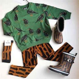 CarlijnQ Brand Child Sweatshirt Pants Toddler Boy Fashion Bird Tree Tops Kids Girls Fall Winter Baby Clothes 210619