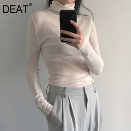 blue White Knitting Sweater Loose Fit Turtleneck Neck Long Sleeve Women Pullovers Fashion Spring Autumn GX338 210421
