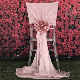 100 piece /lot Artifical Lotous flower With Dusty Pink Chair Sash for Wedding party baby shower Decoration