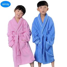 child bathrobe long toweled sleepwear girls pink blue roupao boys s pyjamas kids clothes dressing gown 210903