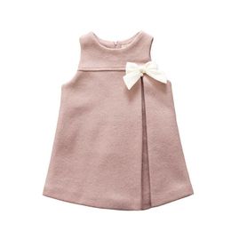 1-6 years High quality spring winter fashion casual solid warm sleeveless children girl clothing kid princess dress 210615