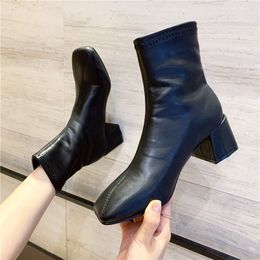 High Quality Boots Female 2022 NEW Leather Women Booties White Spring Women Shoes Non-slip Girl Fashion Boots Heels