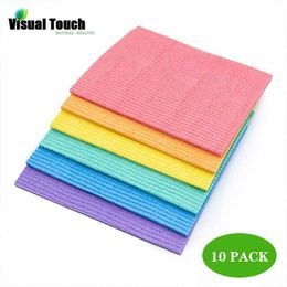 Dishcloth Cellulose Sponge Cloths - Bulk 5/10 Pack Of Eco-Friendly No Odor Reusable Cleaning Duster For Kitchen 210728