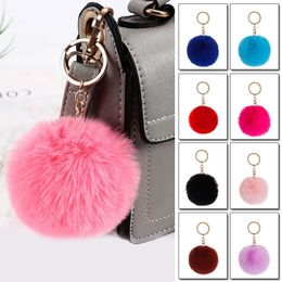 Cute Trinket Pompons Keychains Faux Rabbit Fur Keychain Fluffy Key Chains Trinkets Pom Pom Keychain