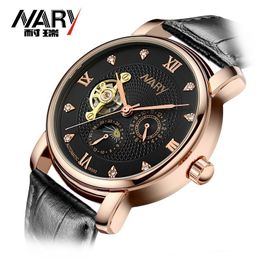 Male Full Automatic Mechanical Watch Business Fashion Hollow Sun Moon Star Waterproof Relojes Para Mujer Trending Products Wristwatches