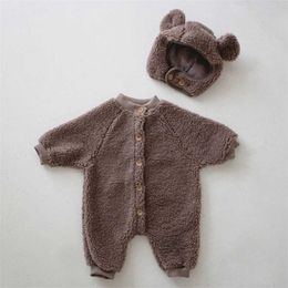 MILANCEL Baby Clothes Toddler Girls Rompers With Hat Double Thicken Lining Outfit born Clothing 220106