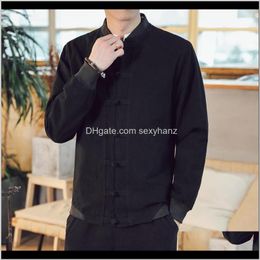 Jackets Outerwear & Coats Clothing Apparel Drop Delivery 2021 Mens Cotton Linen Long Sleeve Traditional Chinese Clothes Tang Suit Top Jacket