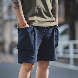 Maden Solid P44 Cargo Joggers Shorts Men Loose Work Cotton Bigger Pocket Tactical Short Pants Casual Overalls Man Clothing 210716