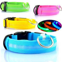 Dog Collars & Leashes Nylon LED Pet Collar Night Safety Flashing Glow In The Dark Leash Dogs Luminous Fluorescent Necklace Supplies