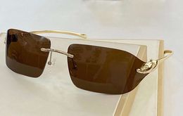 Rimless Sunglasses Gold Brown Lenses gafas de sol men Fashion Sun glasses UV400 Protection Eyewear with Box
