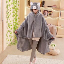 Blanket Cloak Multifunctional Design Keep Warm Blanket Clothes Nap Office Home TV Eat Breakfast Warm Blanket Cartoon Style F0295 210420