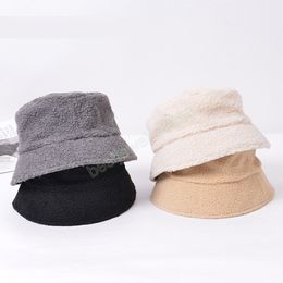 Winter Corduroy Bucket Hat Winter Warm Velvet Hats for Women Lady Thicken Panama Outdoor Fisherman Hat