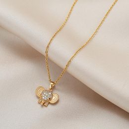 Chains Fashion Cute Baby Elephant Stainless Steel Gold Chain Jewellery Pendant Necklace For Woman Ins Style Exquisite Clavicle