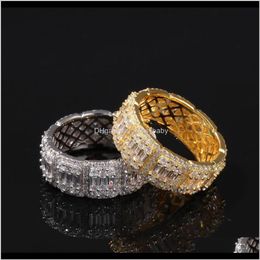 With Side Stones Drop Delivery 2021 Iced Out Diamond Ring Luxury Designer Jewellery Mens Rings Fashion Hip Hop Bling Gold Wedding Engagement Lo