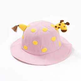 Cartoon Giraffe Bucket Hats For Baby Fishman Hat Children Panama Caps Anti UV Protection Boy Girls Beach Sun Caps