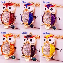 Bling Bling crystal Keychains owl Pendant Metal Keychain owl Key Chain metal Key Ring