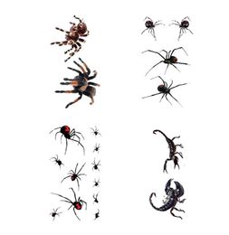 Halloween Tattoos 3d Realistic Spider Scorpion Tattoo Stickers Party Favor Decor Supplies for Men Women Masquerade