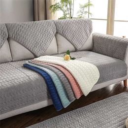 Sofa Covers for Living Room Grey Colour Plush Cushion Couch Cover Modern Minimalist Corner Towel Seat Pad 211116