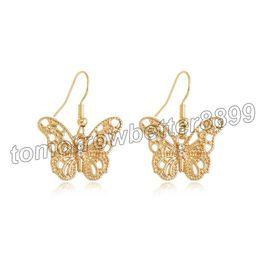 Sweet Rhinestone Hollow Peach Heart Hook Dangle Earring Women Girls Korean Golden Metal Butterfly Key Love Drop Earring Wedding Jewellery