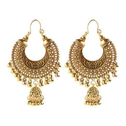 Classic Ethnic Water Drop Jhumka Dangle Earrings Women Vintage Carved Silver Color Tassel Indian Jewelry Ladies Bijoux