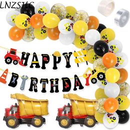 Construction Truck Theme Balloon Garland Kit Arch Giant Dump Car Balon Birthday Party Banners Baby Shower Kit for Boys Girls 210719