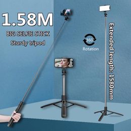 Tripods Roreta 1580mm Bluetooth Tripod Foldable Monopod Wireless Selfie Stick For Action Cameras Smartphones