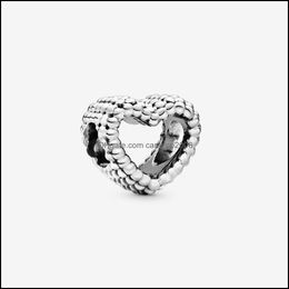 Charms Jewellery Findings & Components Arrival 100% 925 Sterling Sier Beaded Open Heart Charm Fit Original European Bracelet Fashion Aessories